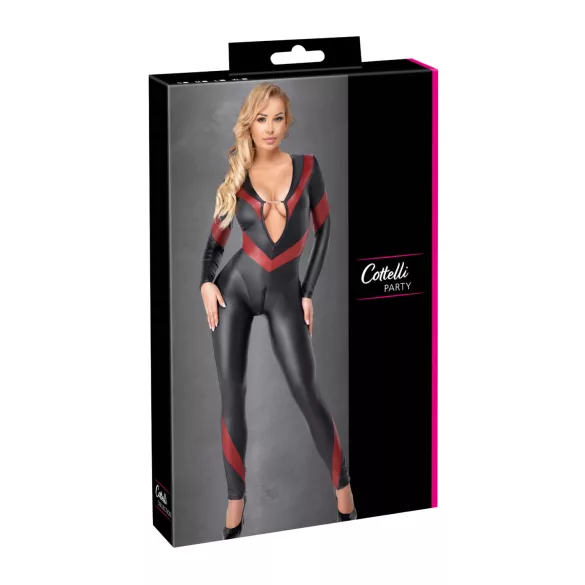 Cottelli - tuta effetto pelle con zip - nero - L