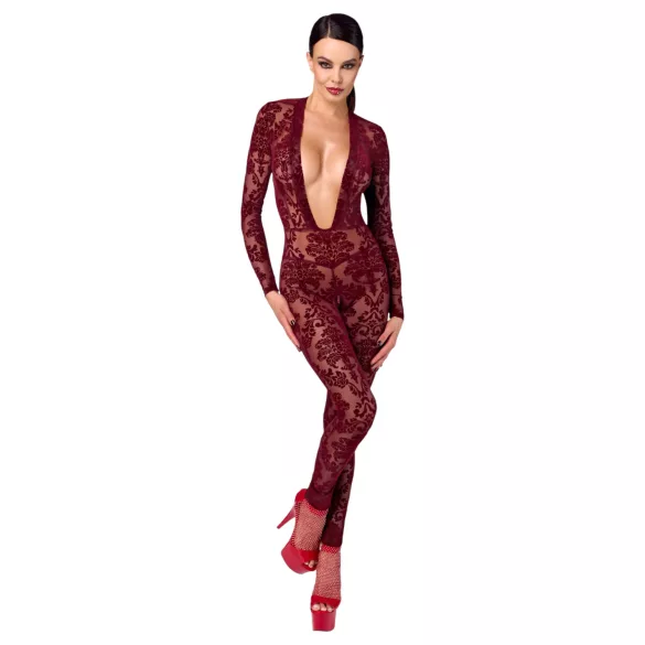 Noir Kink Royal - bodystocking trasparente - rosso - L