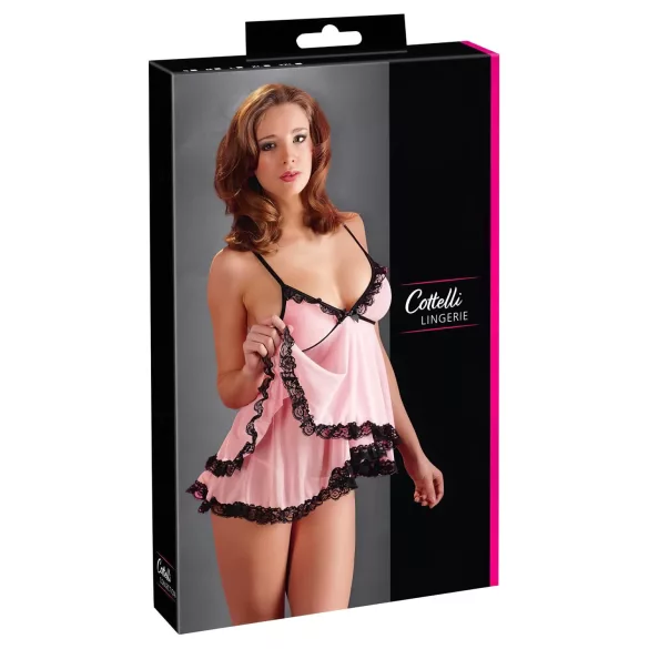 Cottelli - Babydoll trasparente con volant - lingerie sexy - L