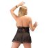Cottelli Plus Size - babydoll in pizzo nero leggero - 4XL