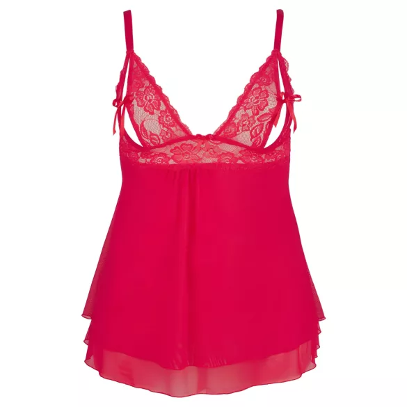 Cottelli Plus Size - babydoll trasparente in pizzo - rosso - 2XL