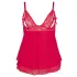 Cottelli Plus Size - babydoll trasparente in pizzo - rosso - 4XL