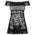 Obsessive Flores - babydoll e tanga arricciati (nero) - L/XL