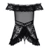 Obsessive - babydoll con volant e perizoma - nero - L/XL