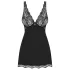 Obsessive - babydoll floreale con strass e perizoma - nero