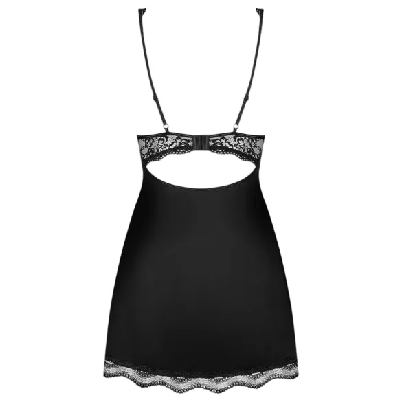 Obsessive - babydoll floreale con strass e perizoma - nero