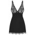 Obsessive Luvae - Camicia da notte floreale con strass e perizoma (nero) - L/XL