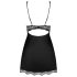 Obsessive Luvae - Camicia da notte floreale con strass e perizoma (nero) - L/XL
