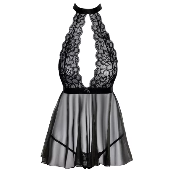 Kissable - babydoll con collo allacciato - pizzo nero