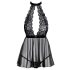 Kissable - babydoll con collo allacciato - pizzo nero - L/XL