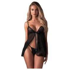 Obsessive - babydoll in pizzo nero con perizoma - M/L