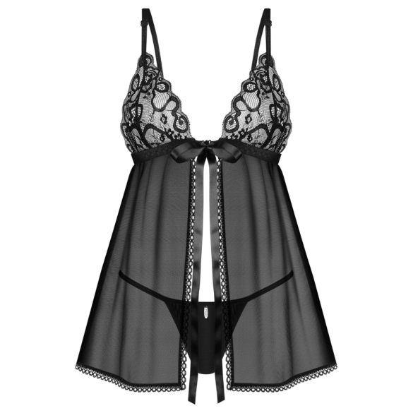 Obsessive - babydoll in pizzo nero con perizoma - M/L