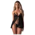 Obsessive - babydoll in pizzo nero con perizoma