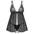 Obsessive - babydoll in pizzo nero con perizoma