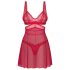 Obsessive Cupide Desir - completo da notte in pizzo trasparente (rosso) - L/XL
