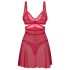 Obsessive Cupide Desir - completo da notte in pizzo trasparente (rosso) - L/XL
