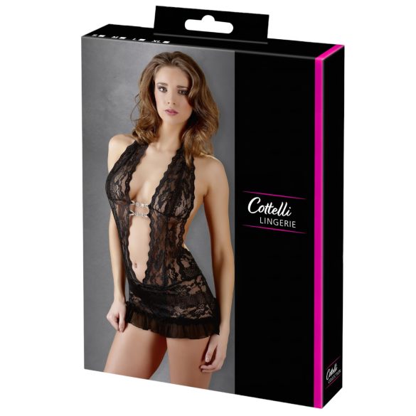 Cottelli - Abito mini in pizzo con collo - nero - L