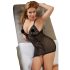 Cottelli Plus Taglie - Camicia da notte in pizzo trasparente (nero) - 4XL