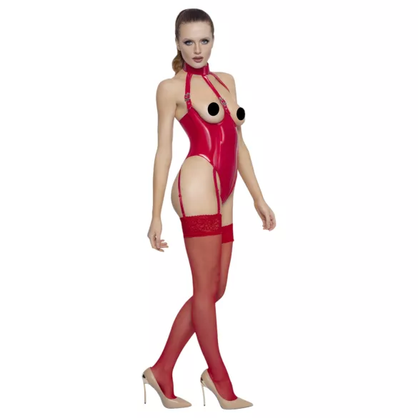 Black Level - body aperto con collo allacciato - rosso - M