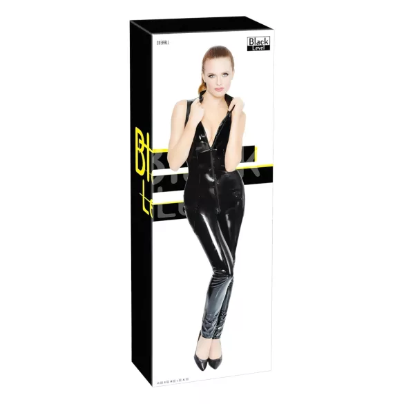 Black Level - tuta intera lucida con zip - nero