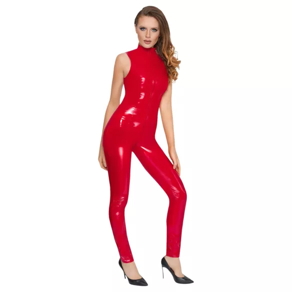 Black Level - tuta erotica senza maniche con zip - rosso