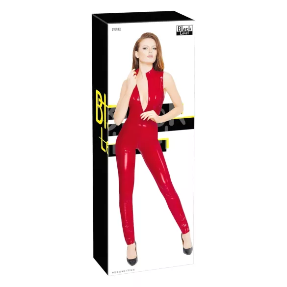 Black Level - tuta erotica senza maniche con zip - rosso - L