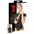 LATEX - Top da donna con zip e maniche corte (nero) - S