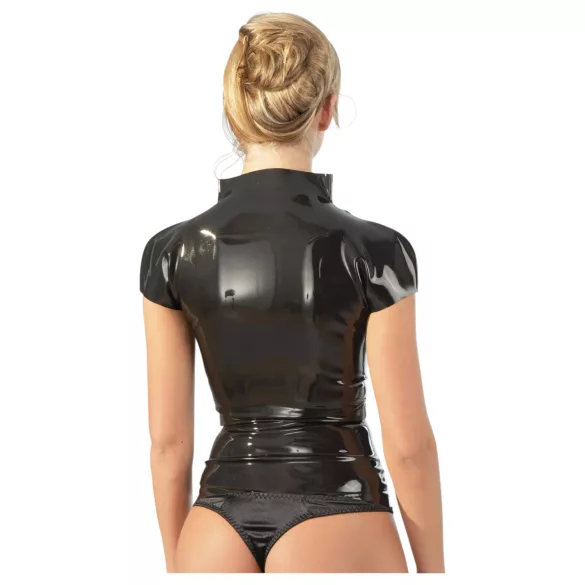 LATEX - maglietta donna manica corta con zip - nero - M