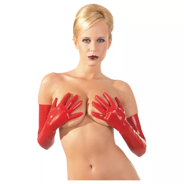 LATEX - guanti lunghi unisex - rosso - L