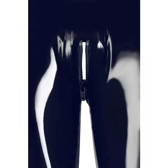 Leggings neri a vita bassa con zip - M