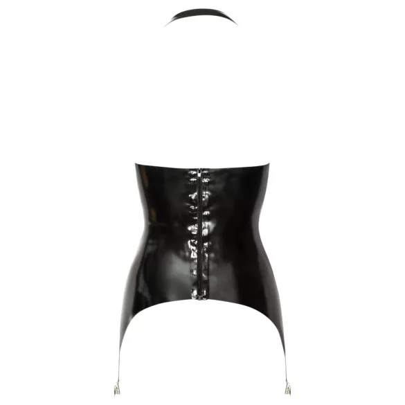 Late X - top in lattice con reggicalze a cesta aperta (nero)