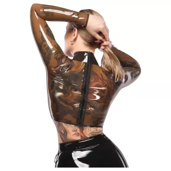 LATEX - top donna trasparente - latex nero translucido