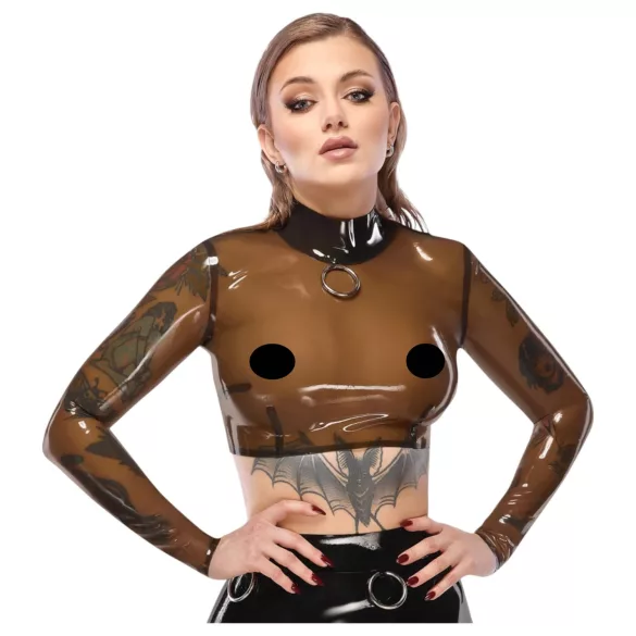 LATEX - top donna trasparente - latex nero translucido