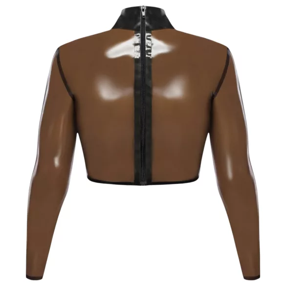 LATEX - top donna trasparente - latex nero translucido