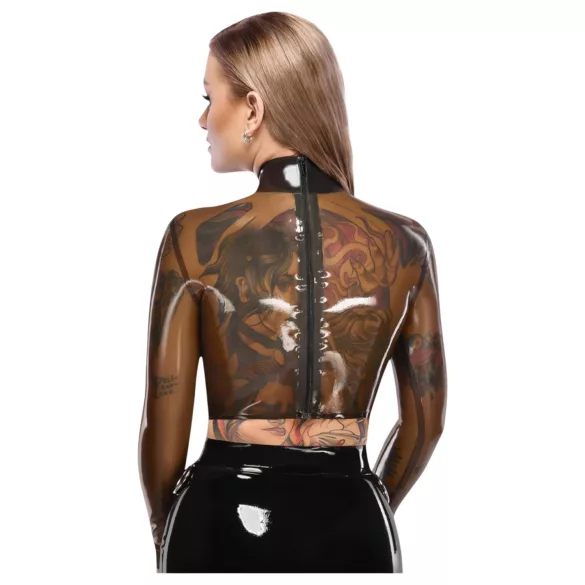 LATEX - top donna trasparente - latex nero translucido - M