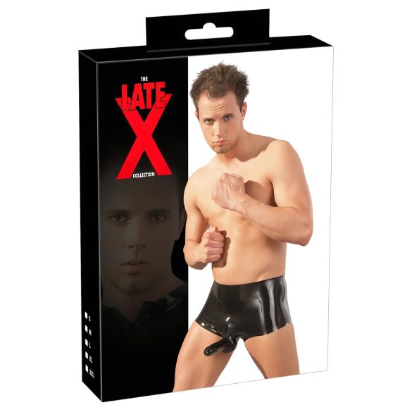 Latex - boxer con guaina fallica (nero)
