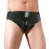 LATEX - Slip maschile con dildo anale e interno per pene (nero)