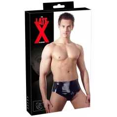 Latex slip da uomo X con dildo anale interno conico (nero)