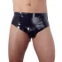 Latex slip da uomo X con dildo anale interno conico (nero) - XL