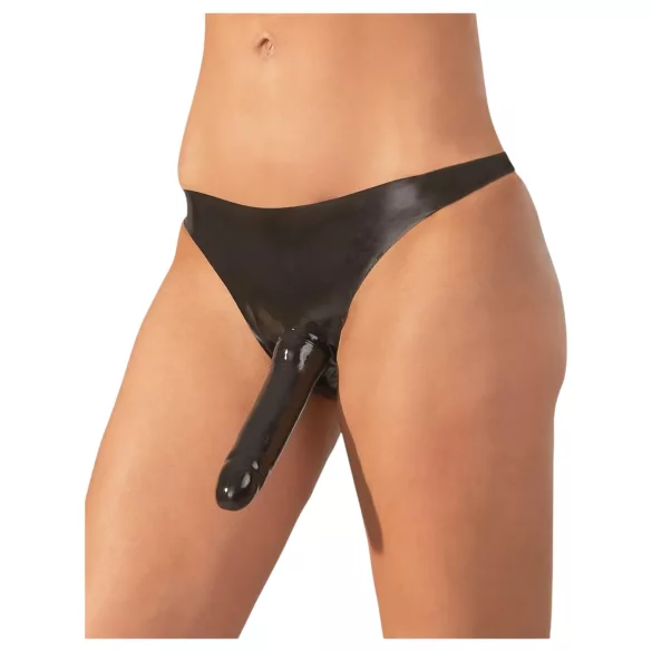 LATEX - slip con dildo esterno - nero - taglia S-L