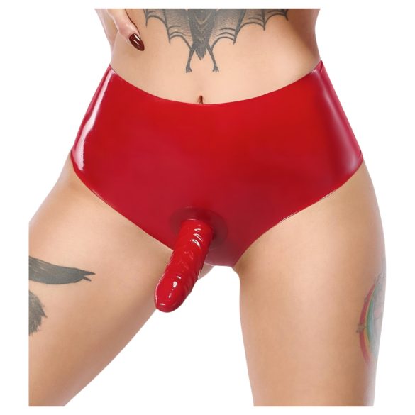 LATEX - base con dildo realistico (rosso)