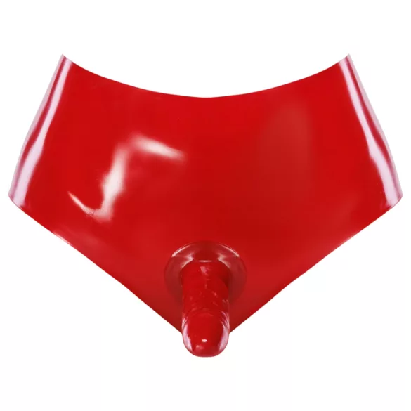 LATEX - slip con dildo realistico (rosso)