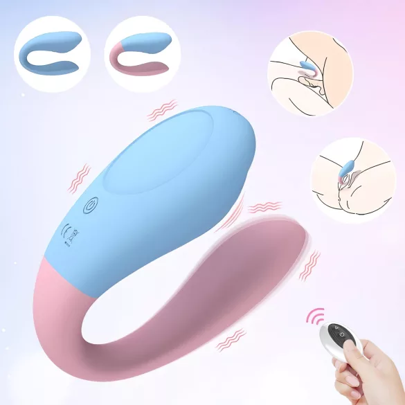 Mrow 03 - vibratore per coppia ricaricabile impermeabile blu rosa