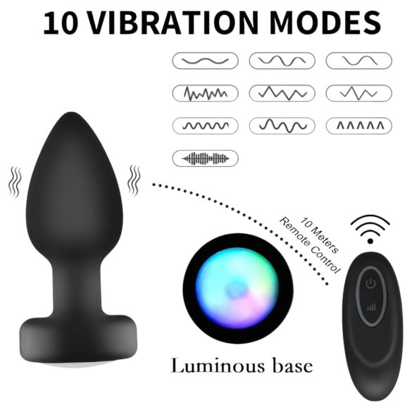 Mrow - vibratore anale luminoso con telecomando - nero