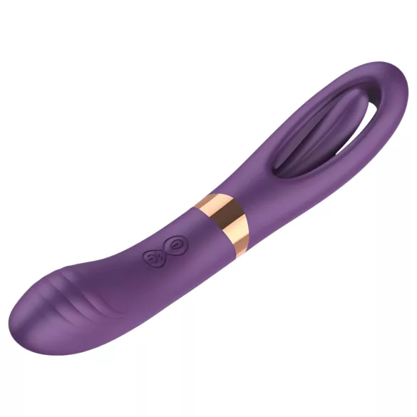 Funny Me Dual - vibratore 2in1 con lingua ricaricabile - silicone viola