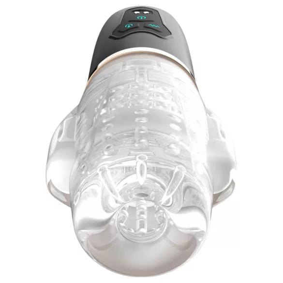 Funny Me Rocket Cup - masturbatore uomo succhiante vibrante - trasparente nero