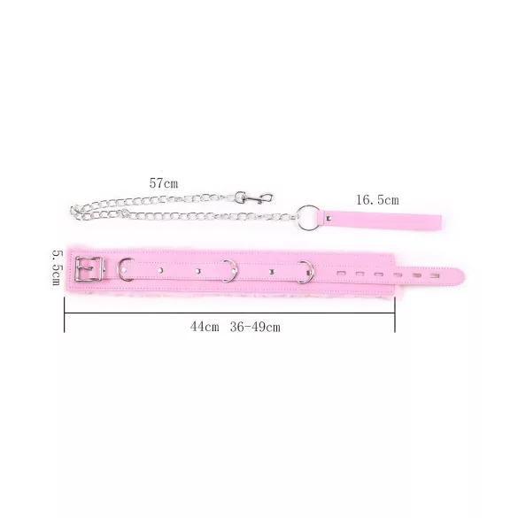 Bélelt - Collare BDSM con guinzaglio - imbottito rosa