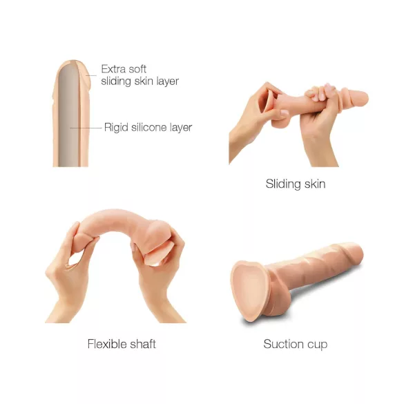 Strap-on-me - dildo doppio strato con ventosa - colore naturale - taglia M