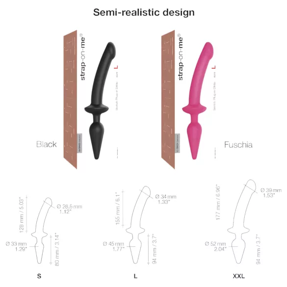 Strap-on-me Switch Semi-Realistic XXL - dildo 2 in 1 (rosa)