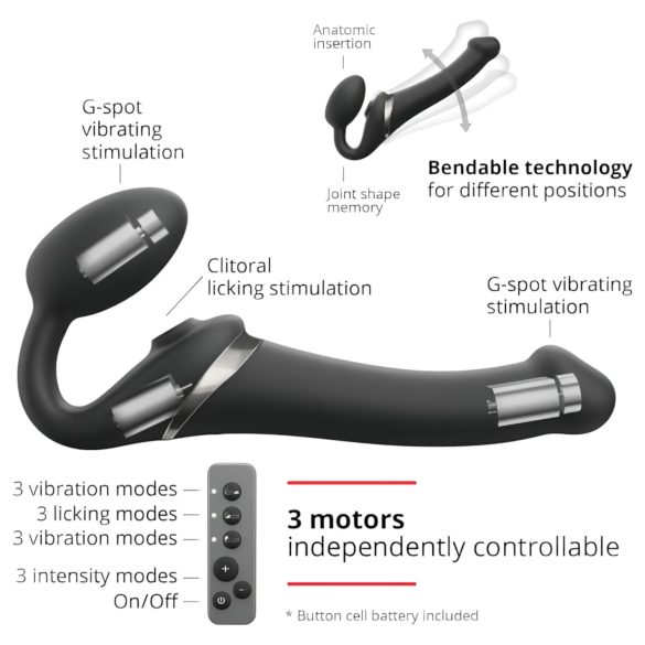 Strap-on-me - vibratore strap-on onde d’aria - M - silicone nero